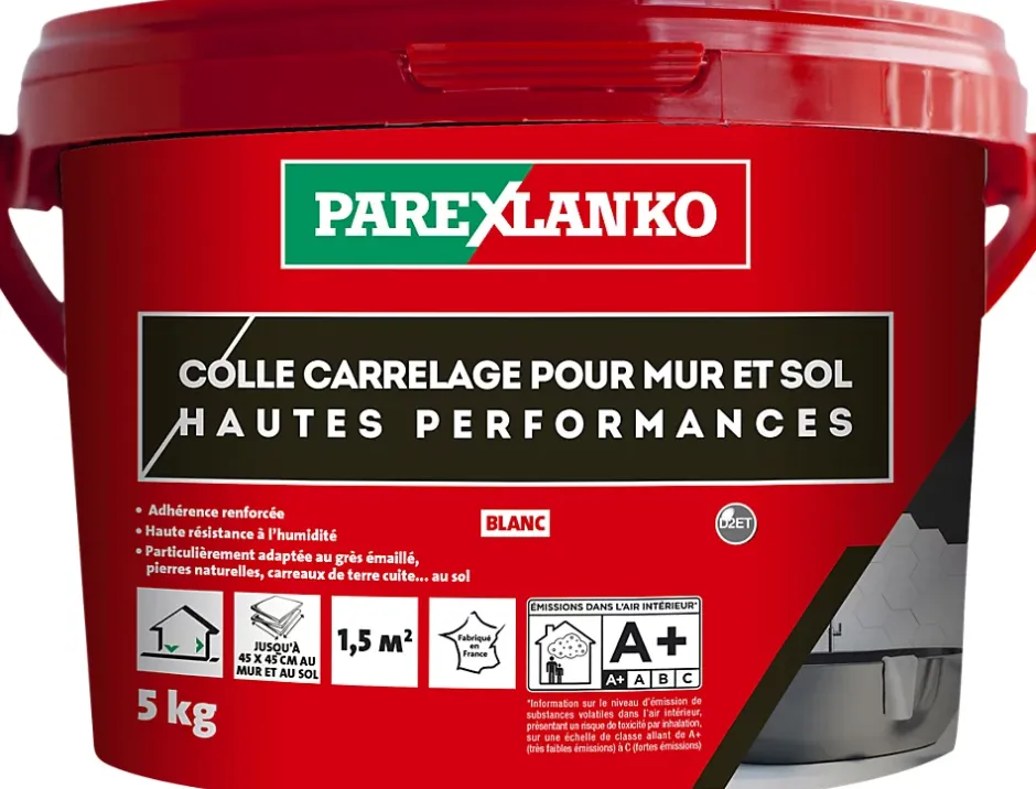Colle pour carrelage mur et sol intérieur hautes performances blanc 5kg-Parexlanko Best