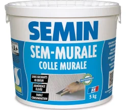 Colle pour Toiles de Verre et Revêtements Muraux Légers Sem Murale, Prêt à l'Emploi, Seau 5 kg-Semin New