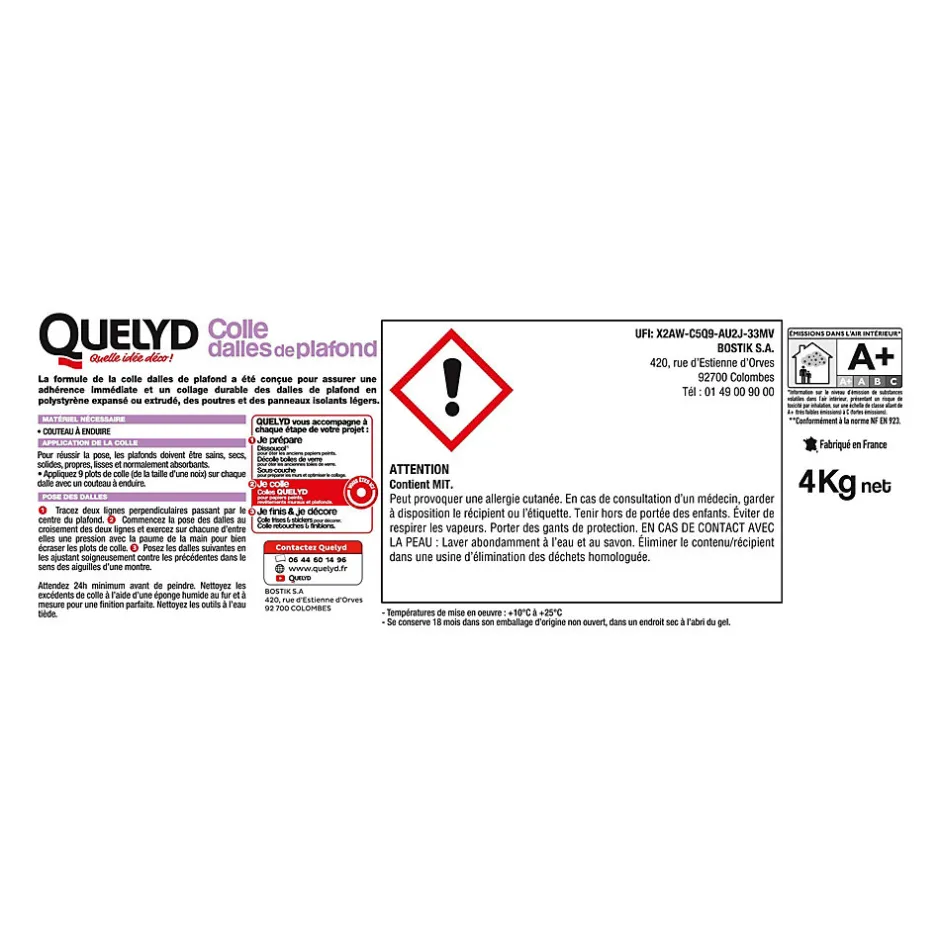 Colle pour Dalles de plafond Pâte 4 kg-Quelyd Hot