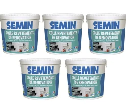 Colle Revêtements de Rénovation Lisse en Pâte , Prête à l'Emploi, Intérieur, Seau de 5 kg (Lot de 5)^Semin New