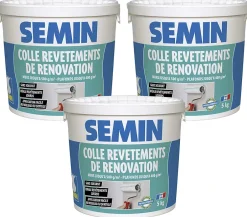 Colle Revêtements de Rénovation Lisse en Pâte , Prête à l'Emploi, Intérieur, Seau de 5 kg (Lot de 3)-Semin Sale