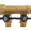 Collecteur laiton avec mini-vannes intégrées 2 départs M15/21 - Entrée F20/27 - Sortie M20/27-Somatherm for you Best