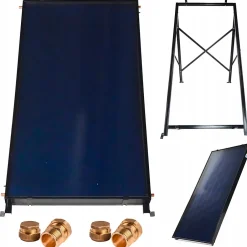 Collecteur solaire 2 m² avec structure de montage et raccords 3/4 1 pièce.-Thunder