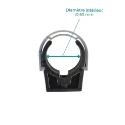 Colliers PVC de fixation à clip fermé PVC 63mm (Lot de 10)^Codital Online
