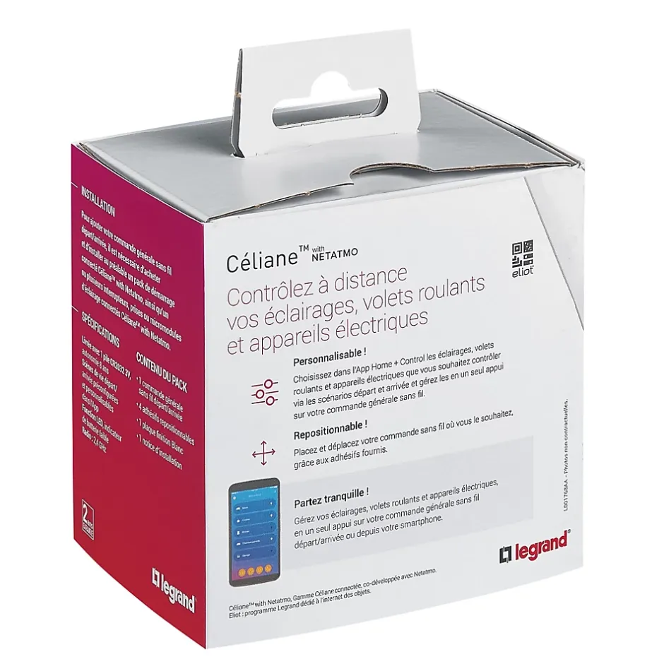 Commande générale sans fil Départ/Arrivée pour installation connectée Céliane with Netatmo blanc-Legrand Discount