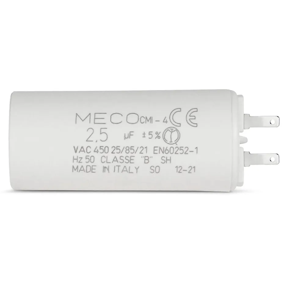 Condensateur MECO 2,5 µF universel (CMI4 254) fond plat et cosses pour moteur de store et électroménager-Allotech New