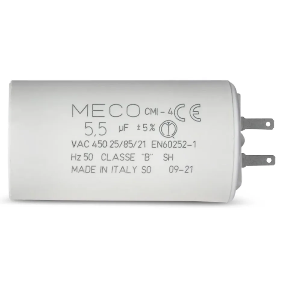 Condensateur MECO 5,5 µF universel (CMI4 1604) fond plat et cosses pour moteur de store et électroménager^Allotech Online