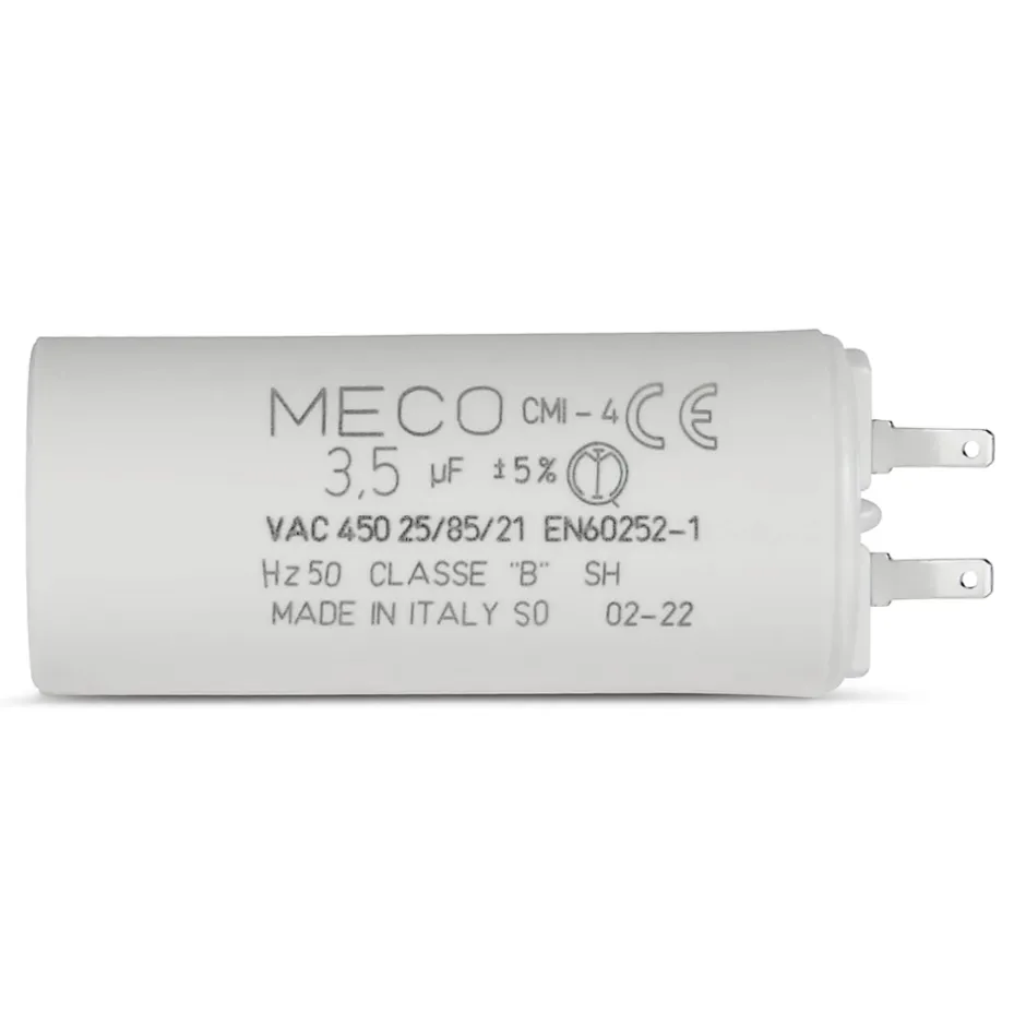 Condensateur MECO 3,5 µF universel (CMI4 354) fond plat et cosses pour moteur de store et électroménager-Allotech New