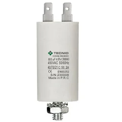 Condensateur de démarrage pour moteurs électriques, 450V, capacité : 80 microfarad, 4 broches / M8-Tecnid Online