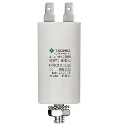 Condensateur de démarrage pour moteurs électriques, 450V, capacité : 40 microfarad, 4 broches / M8^Tecnid Best