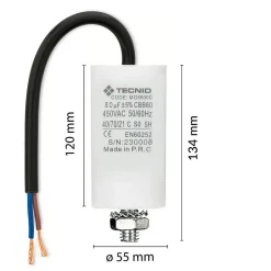 Condensateur de démarrage pour moteurs électriques, 450V, capacité : 80 microfarad, avec câble de 15cm-Tecnid Hot