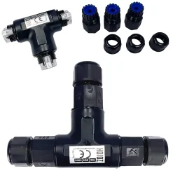 Connecteur de câble étanche en T IP68 3 fils noir-Horoz Electric Outlet