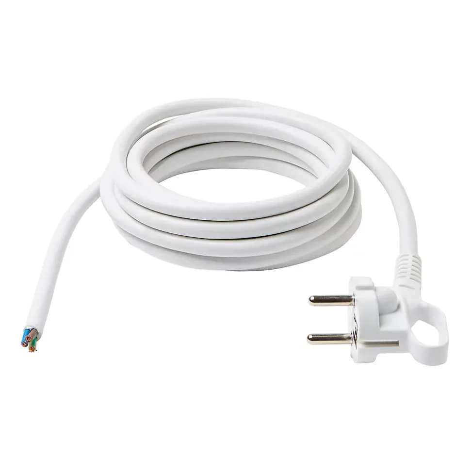 Cordon de rechange pour appareil avec mise à la terre 16A H05VVF 3G1.5mm² 3m blanc-Diall Online