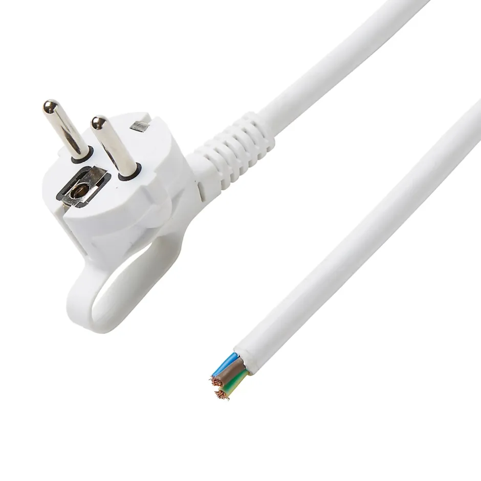 Cordon de rechange pour appareil avec mise à la terre 16A H05VVF 3G1.5mm² 3m blanc-Diall Online