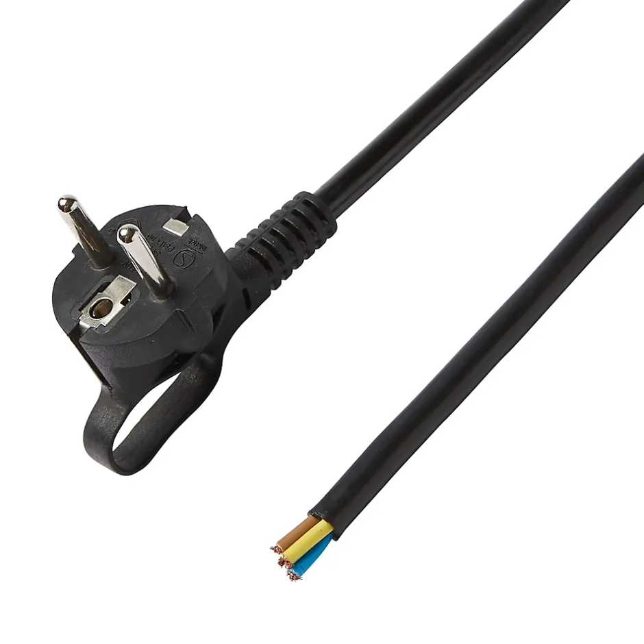 Cordon pour appareil avec mise à la terre H05VVF 3G1.5mm² 16A 3m noir^Diall New