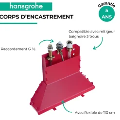 Corps encastré pour mitigeur bain douche 3 trous-Hansgrohe Outlet