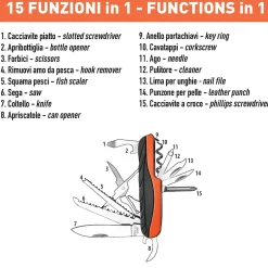 Couteau multifonction 15 en 1. Orange^Ironguard