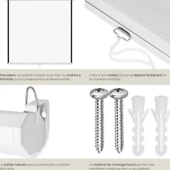 Écran de projection extensible mural en polyester blanc^Tectake Online