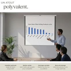 Écran de projection extensible mural en polyester blanc^Tectake Online