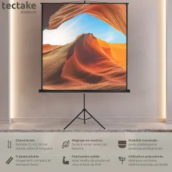 Écran de projection extensible avec un trépied en polyester blanc^Tectake Discount