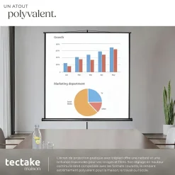 Écran de projection extensible avec un trépied en polyester blanc^Tectake Discount