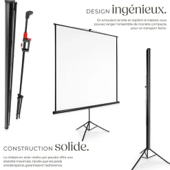 Écran de projection extensible avec un trépied en polyester blanc-Tectake