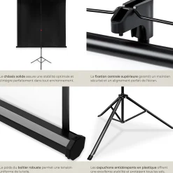 Écran de projection extensible avec un trépied en polyester blanc-Tectake