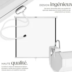 Écran de projection extensible mural en polyester blanc^Tectake Online