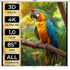 Écran de projection extensible mural en polyester blanc-Tectake Online