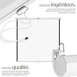 Écran de projection extensible mural en polyester blanc-Tectake Online