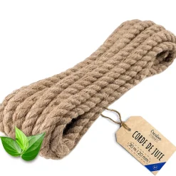 30m Corde de Jute Epaisseur 20mm - Personnalisation Possible Tous les 5m - Corde Solide - Torsadé Fibres Naturelles-Creative Deco Discount