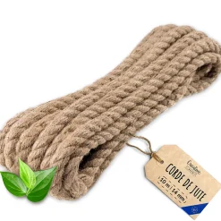 10m Corde de Jute Epaisseur 14mm - Personnalisation Possible Tous les 5m - Corde Solide - Fibres Naturelles-Creative Deco Hot