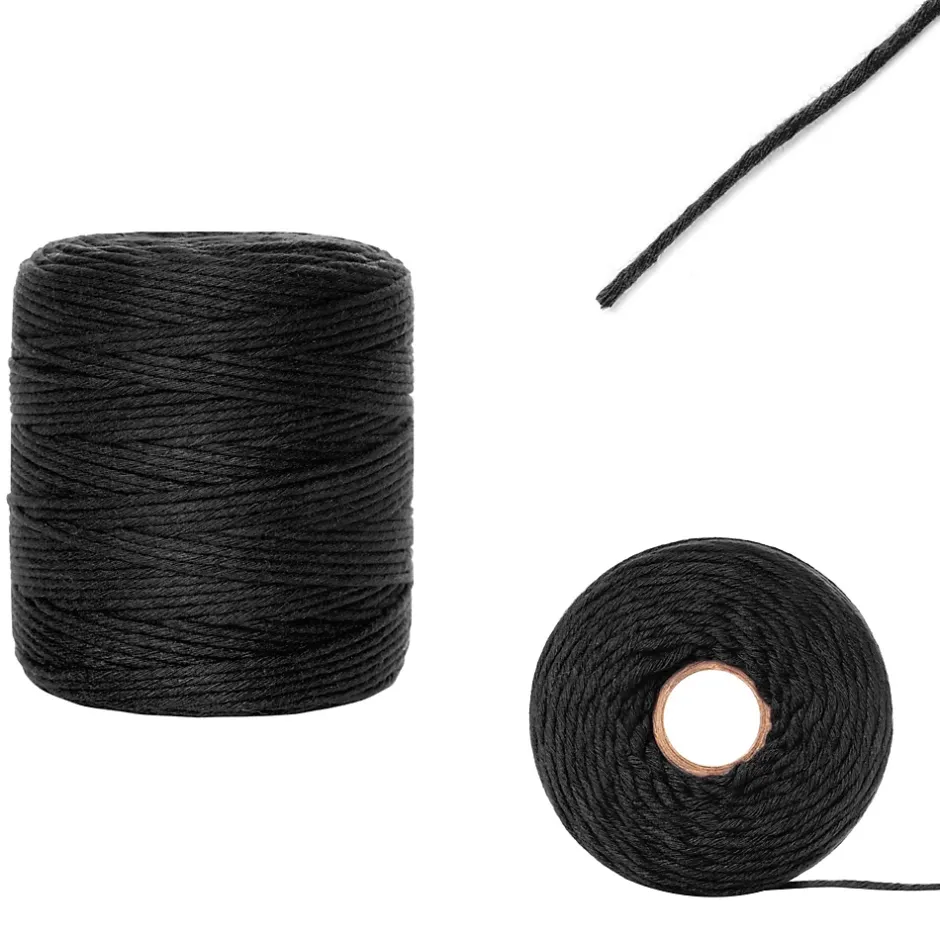 3mm x 200m Corde Macramé Noir - Fil de Coton et Polyester - +/- 0.5 mm Épaisseur - Decoration Jardinage Emballage-Creative Deco Clearance