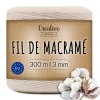 3mm x 300m Corde Macramé Fil de Coton Beige - +/- 0,5 mm Épaisseur - Ficelle de 12 Plis - Cordelette Naturel^Creative Deco Hot