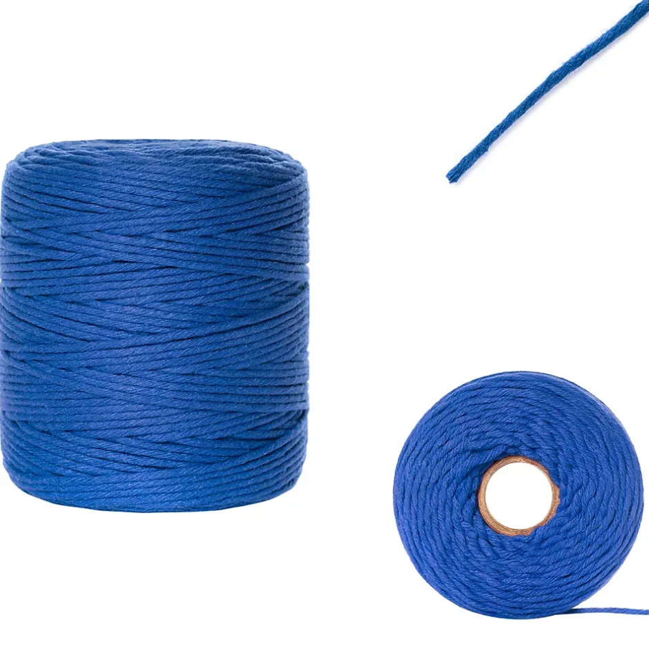 3mm x 200m Corde Macramé Bleu - Fil de Coton et Polyester - +/- 0.5 mm Épaisseur - Decoration Jardinage Emballage^Creative Deco Discount