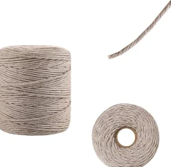 3mm x 200m Corde Macramé Fil de Coton Beige Foncé - +/- 0,5 mm Épaisseur - Ficelle de 23 Plis - Cordelette Naturel^Creative Deco Best