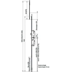 Crémone à barillet haut et bas 35/70 longueur 1529mm cote D 1028mm - - G-24753-45-L-1-Ferco Outlet