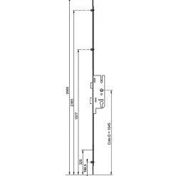 Crémone à larder EUROPA axe 40mm 3 galets têtière 18mm Longueur 2500mm - - 6-33168-03-0-1^Ferco Online