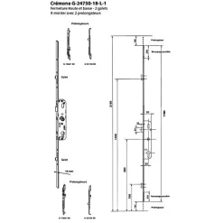 Crémone barillet axe 35mm ajustable haut et bas longueur 1780mm - - G-24750-18-L-1^Ferco Clearance