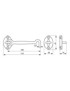 Crochet de sécurité chromé, 100mm --Thirard Outlet