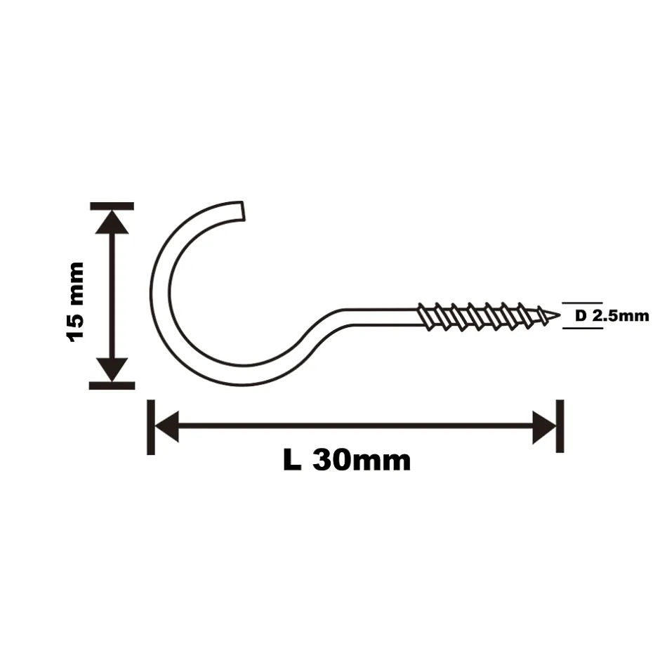 Crochet rond à visser en acier plastifié blanc 30x15 mm - 10 pièces^Diall