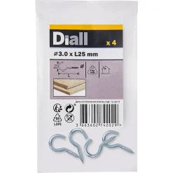 Crochet rond à visser en acier zingué 25x15 mm - 4 pièces-Diall Online