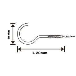 Crochet rond à visser en acier zingué 20x10 mm - 200 pièces-Diall Online