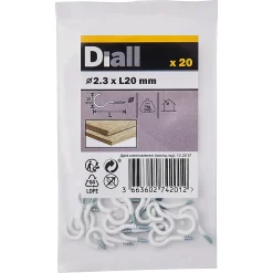 Crochet rond à visser en acier plastifié blanc 20x12 mm - 20 pièces-Diall Best