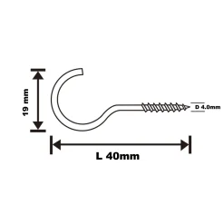 Crochet rond à visser en acier zingué 40x23 mm - 2 pièces^Diall New