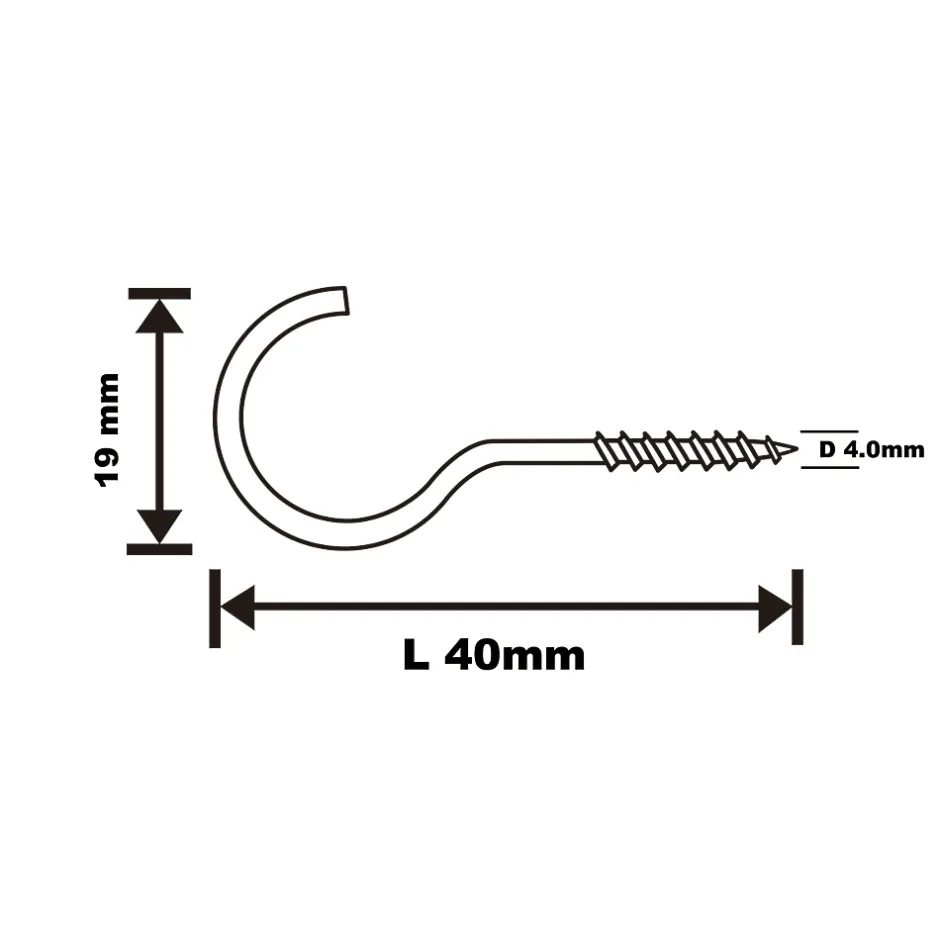 Crochet rond à visser en acier zingué 40x23 mm - 2 pièces^Diall New