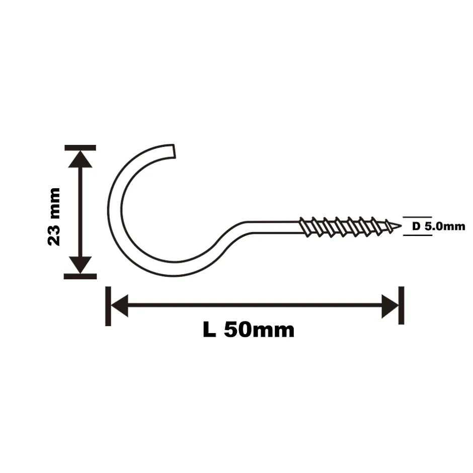 Crochet rond à visser en acier zingué 50x25 mm - 2 pièces-Diall Outlet