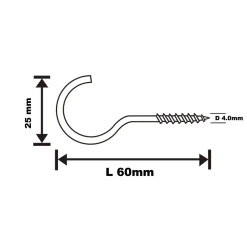 Crochet rond à visser en acier zingué 60x28 mm - 100 pièces^Diall Best