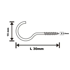 Crochet rond à visser en acier plastifié blanc 30x17 mm - 4 pièces^Diall Hot