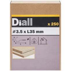 Crochet rond à visser en acier zingué 35x19 mm - 250 pièces-Diall Online